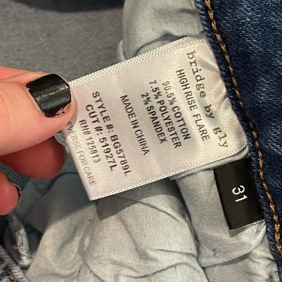 Bridge by gly high rise flare distressed raw hem bell bottom jeans - Picture 4 of 9